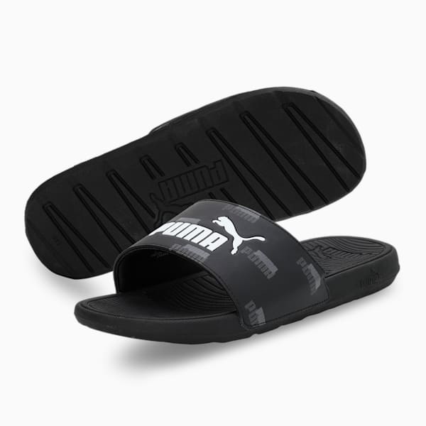 Cool Cat 2.0 Logo Power Unisex Slides, PUMA Black-PUMA White, extralarge-IND