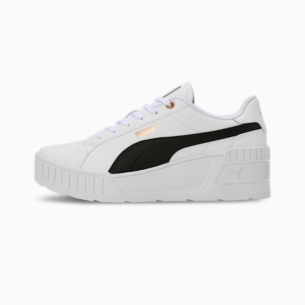 Karmen Wedge Women's Sneakers, PUMA White-PUMA Black-Gold, extralarge-IND