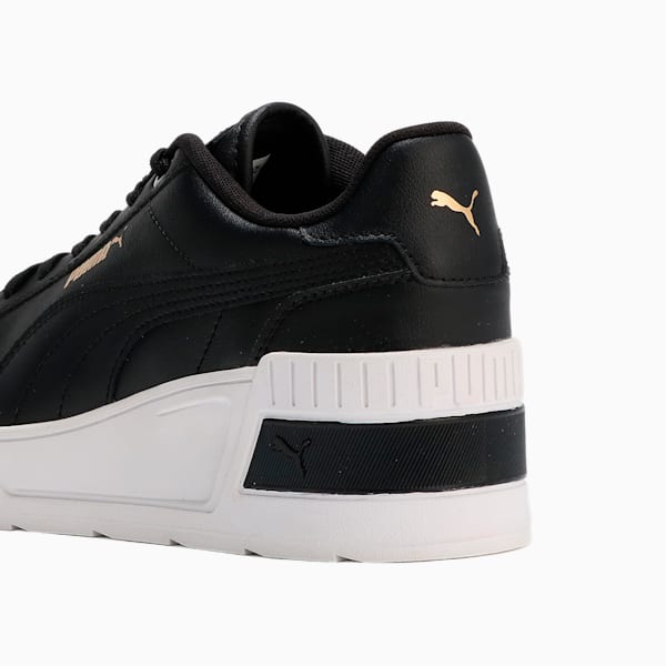 ウィメンズ カルメン ウェッジ レザー スニーカー, PUMA Black-PUMA Black-Gold, extralarge-JPN