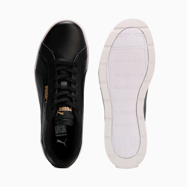 ウィメンズ カルメン ウェッジ レザー スニーカー, PUMA Black-PUMA Black-Gold, extralarge-JPN