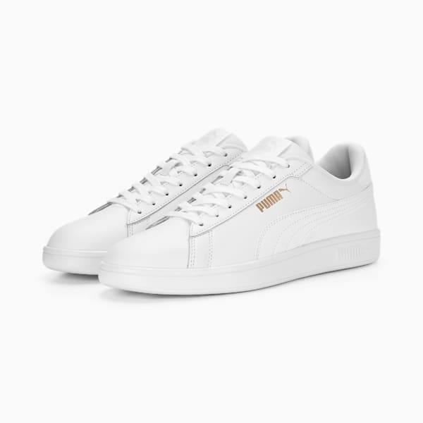 Tenis Smash 3.0 Cuero, PUMA White-PUMA White-PUMA Gold, extralarge