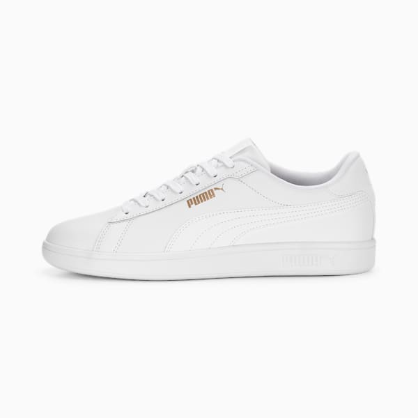 Tenis Smash 3.0 Cuero, PUMA White-PUMA White-PUMA Gold, extralarge