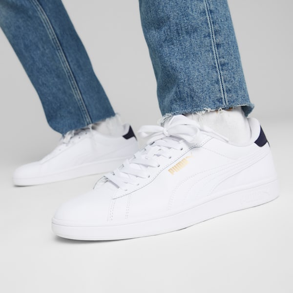 Smash 3.0 L Men's Sneakers, PUMA White-PUMA Navy-PUMA Gold, extralarge