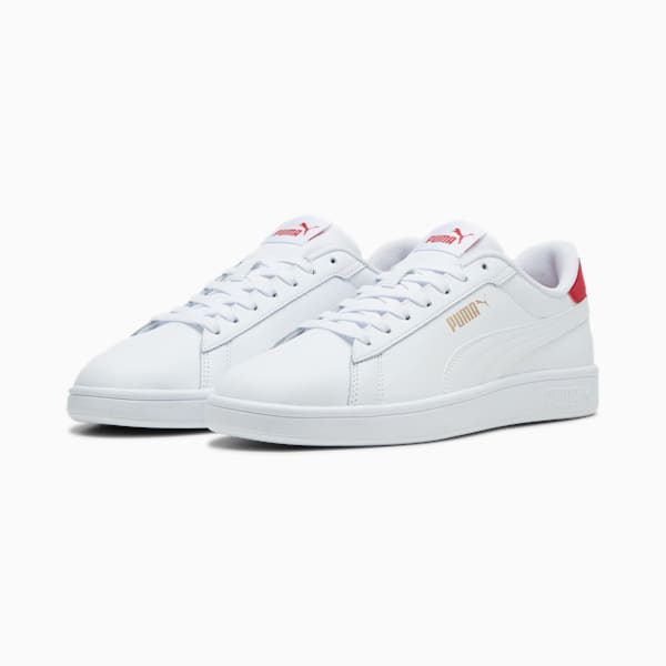 Tenis Smash 3.0 L, PUMA White-Club Red-PUMA Gold, extralarge