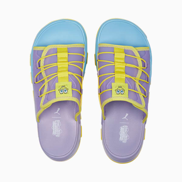 PUMA x SPONGEBOB RS Slides, Vivid Violet-Lucent Yellow-Hero Blue