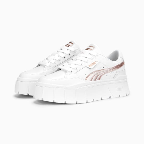 Mayze Stack Shine Big Kids' Sneakers, PUMA White-Rose Gold, extralarge