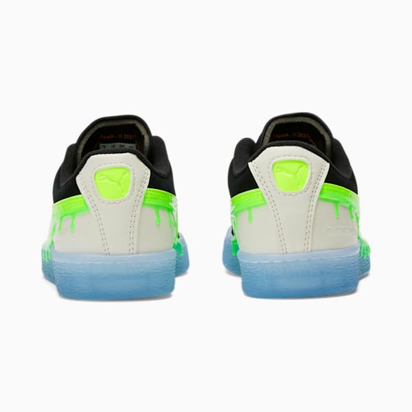 Zapatos deportivos Slime de gamuza para niños grandes, PUMA Black-Lime Green