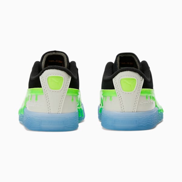 Suede Slime Little Kids' Shoes, PUMA Black-Lime Green