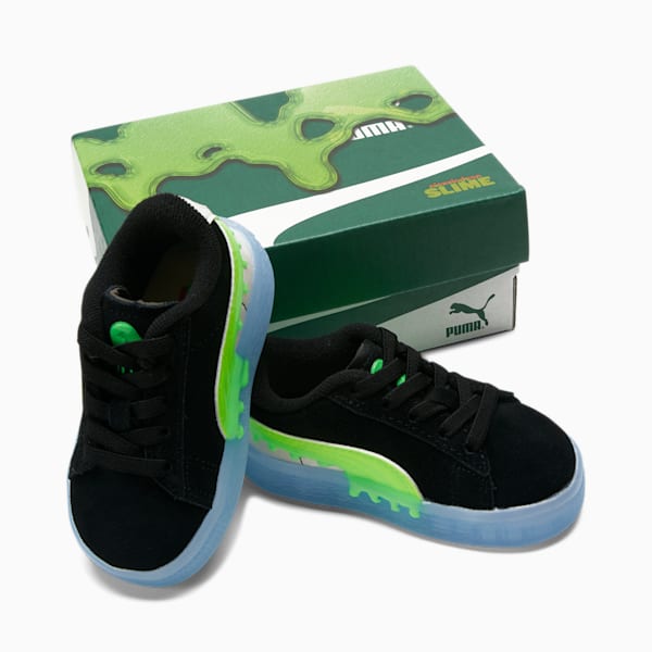 Suede Slime Toddlers' Shoes, PUMA Black-Lime Green