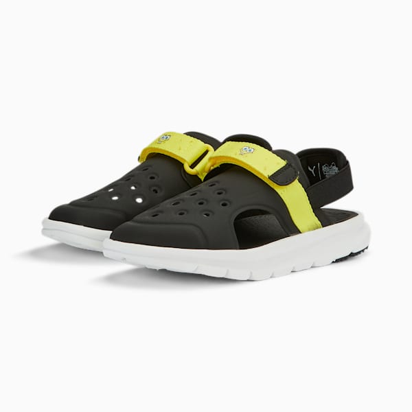 キッズ PUMA x スポンジ・ボブ EVOLVE サンダル AC 17-21cm, PUMA Black-PUMA White-Celandine, extralarge-JPN