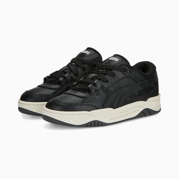 PUMA-180 Leather Sneakers, PUMA Black-Frosted Ivory-Shadow Gray, extralarge-GBR