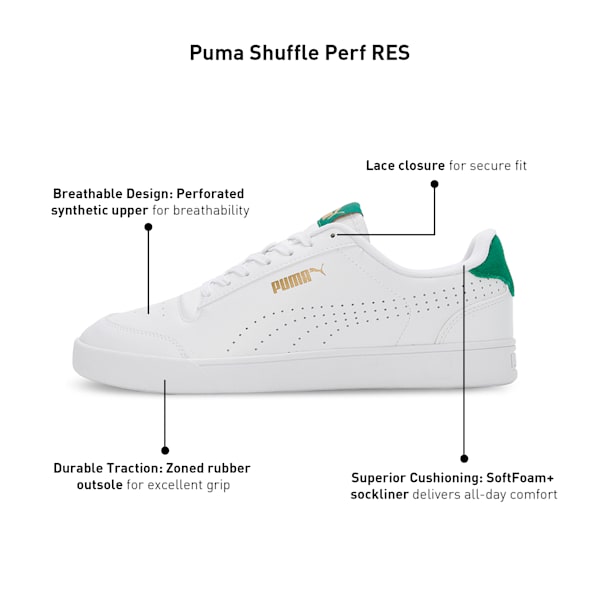 Shuffle Perf RES Sneakers, PUMA White-Archive Green-Puma Team Gold, extralarge-IND