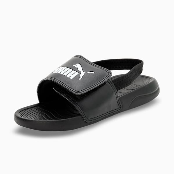 Popcat 20 Backstrap Kids' Slides, PUMA Black-PUMA White, extralarge-IND