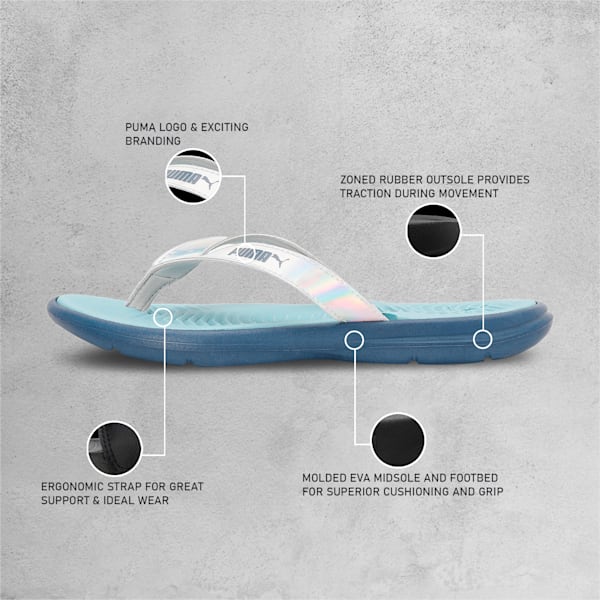 Silvia Women's Flip-Flops, Evening Sky-Dusty Aqua-PUMA Silver, extralarge-IND