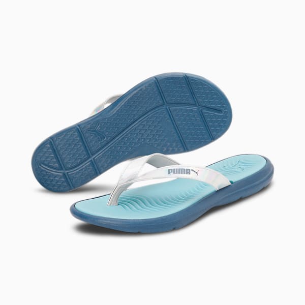 Silvia Women's Flip-Flops, Evening Sky-Dusty Aqua-PUMA Silver, extralarge-IND