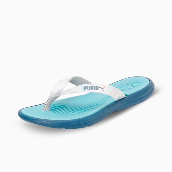 Silvia Women's Flip-Flops, Evening Sky-Dusty Aqua-PUMA Silver, extralarge-IND