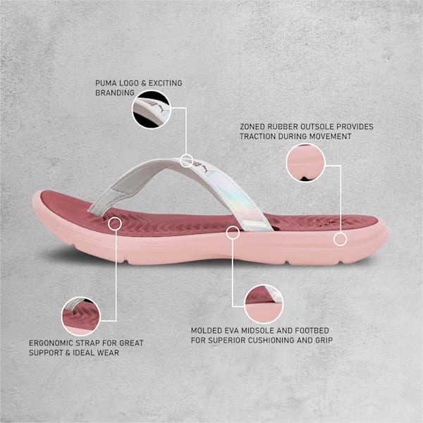 Silvia Women's Flip-Flops, Dusty Plum-Rose Quartz-PUMA Silver, extralarge-IND