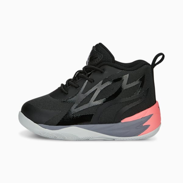 MB.02 Basketball Toddlers' Shoes, PUMA Black-Sunset Glow-Gray Tile, extralarge
