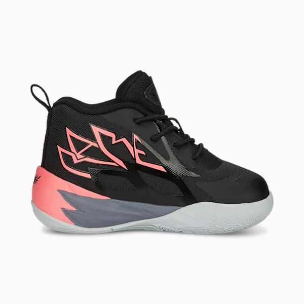 MB.02 Basketball Toddlers' Shoes, PUMA Black-Sunset Glow-Gray Tile