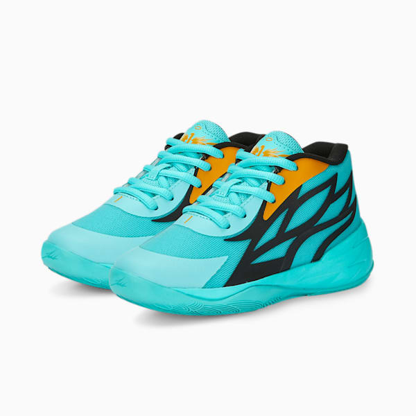 MB.02 Buzz City Basketball Shoes Kids, Elektro Aqua-PUMA Black-Mineral Yellow, extralarge-GBR