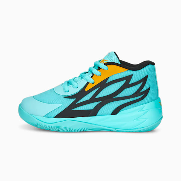 MB.02 Buzz City Basketball Shoes Kids, Elektro Aqua-PUMA Black-Mineral Yellow, extralarge-GBR