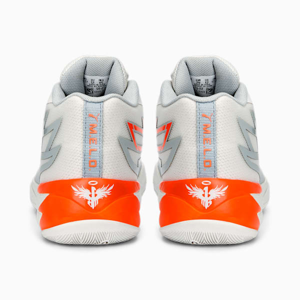 PUMA x LAMELO BALL MB.02 Gorangé Little Kids' Basketball Shoes, Platinum Gray-Ultra Orange, extralarge