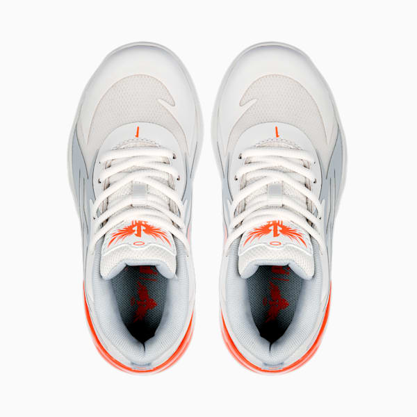 PUMA x LAMELO BALL MB.02 Gorangé Little Kids' Basketball Shoes, Platinum Gray-Ultra Orange, extralarge