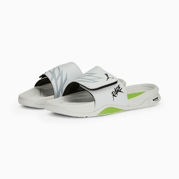 Dream Nitro MB2 Slides, PUMA White-Platinum Gray-PUMA Black-Green Glare, extralarge