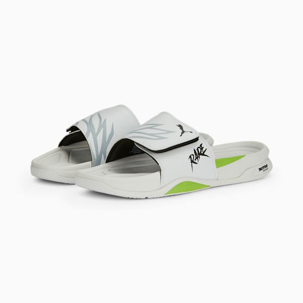 PUMA x LAMELO BALL Dream Nitro MB.02 Slides, PUMA White-Platinum Gray-PUMA Black-Green Glare