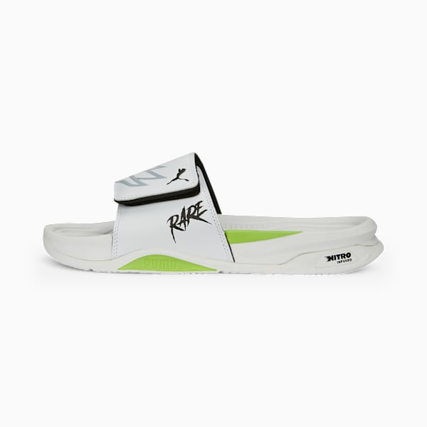 Dream Nitro MB2 Slides, PUMA White-Platinum Gray-PUMA Black-Green Glare, extralarge