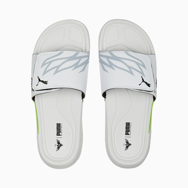 Dream Nitro MB2 Slides, PUMA White-Platinum Gray-PUMA Black-Green Glare, extralarge