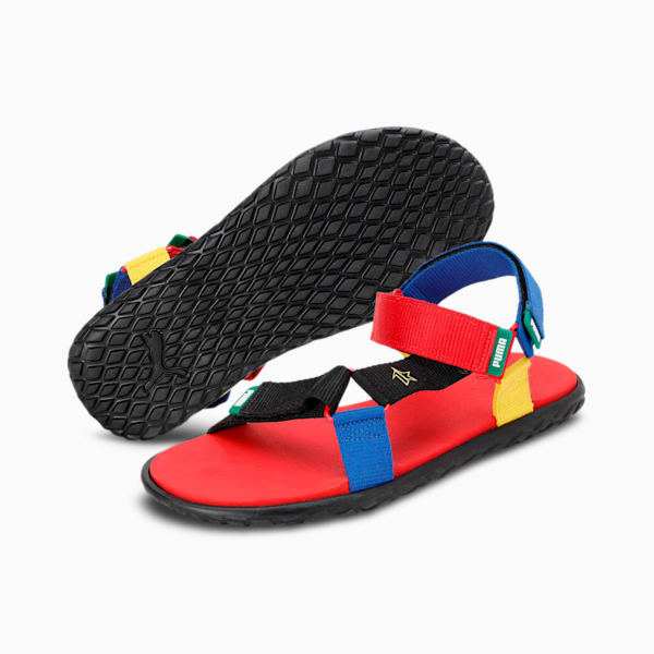 PUMAx1DER Norman Men's Sandals, Spectra Yellow-Vallarta Blue-High Risk Red-Amazon Green, extralarge-IND