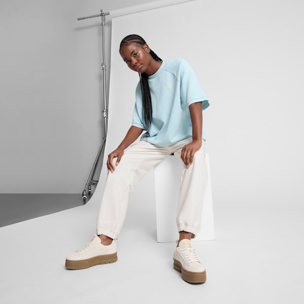 Sneakers Mayze en suède brossé Femme, Alpine Snow-PUMA Gold-Gum, extralarge