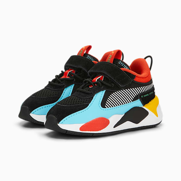 RS-X Block Party Toddler's Shoes, PUMA Black-PUMA White-Hero Blue, extralarge