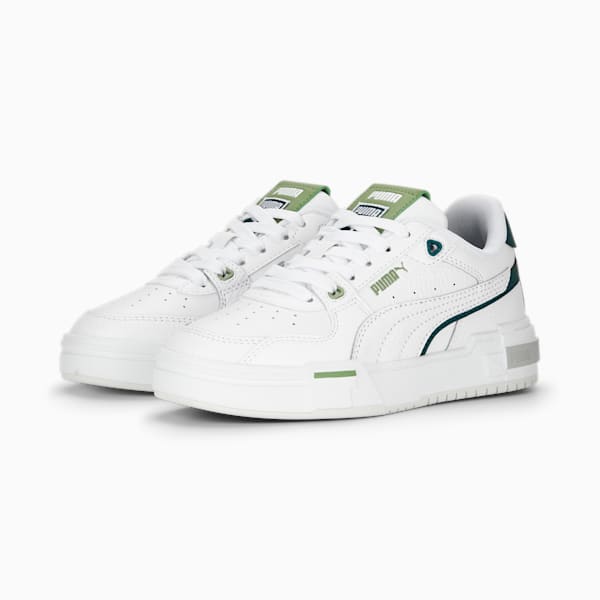 Zapatos deportivos CA Pro Glitch de cuero para niños grandes, PUMA White-Varsity Green-Feather Gray
