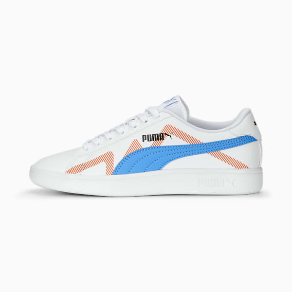 Tenis juvenil Smash v2 Future U, PUMA White-Dusky Blue-Cayenne Pepper, extralarge
