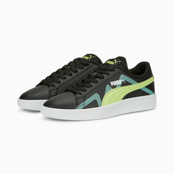 Smash v2 Future U Big Kids' Sneakers, PUMA Black-Lily Pad-Mint, extralarge