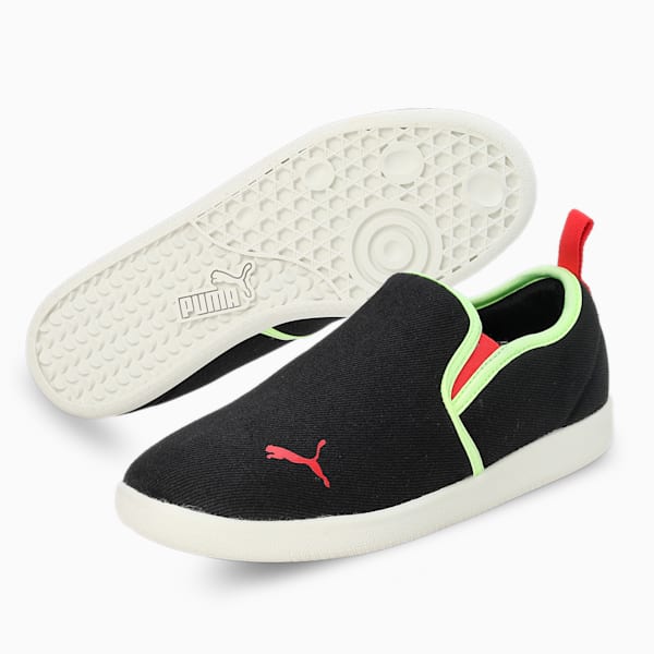 Tobey Youth Slip-On Shoes, PUMA Black-High Risk Red-Fizzy Light, extralarge-IND