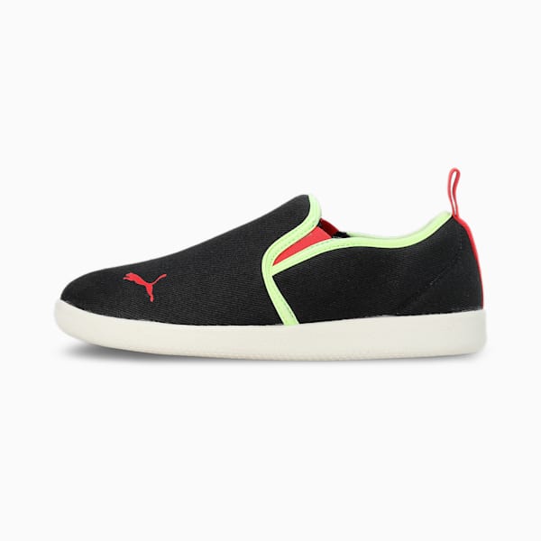 Tobey Youth Slip-On Shoes, PUMA Black-High Risk Red-Fizzy Light, extralarge-IND