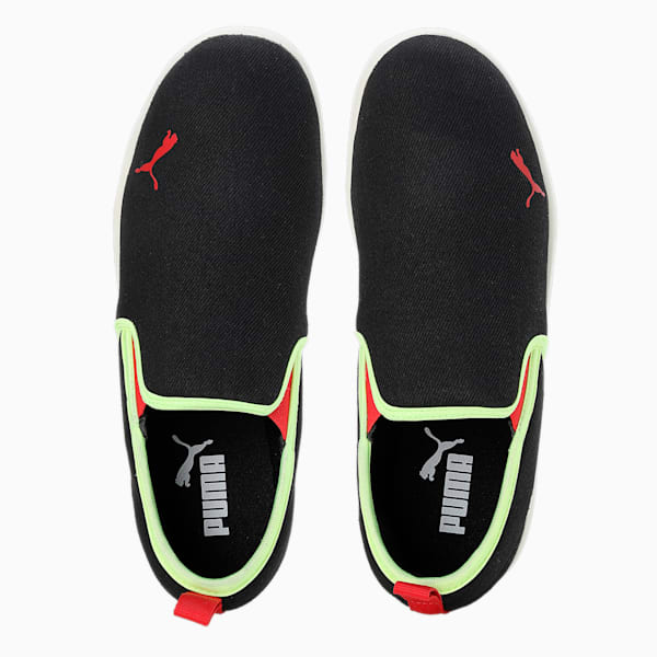 Tobey Youth Slip-On Shoes, PUMA Black-High Risk Red-Fizzy Light, extralarge-IND