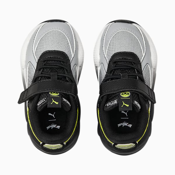 Tenis PUMA x MIRACULOUS RS-X para bebés, PUMA Black-Feather Gray-Lime Smash, extralarge