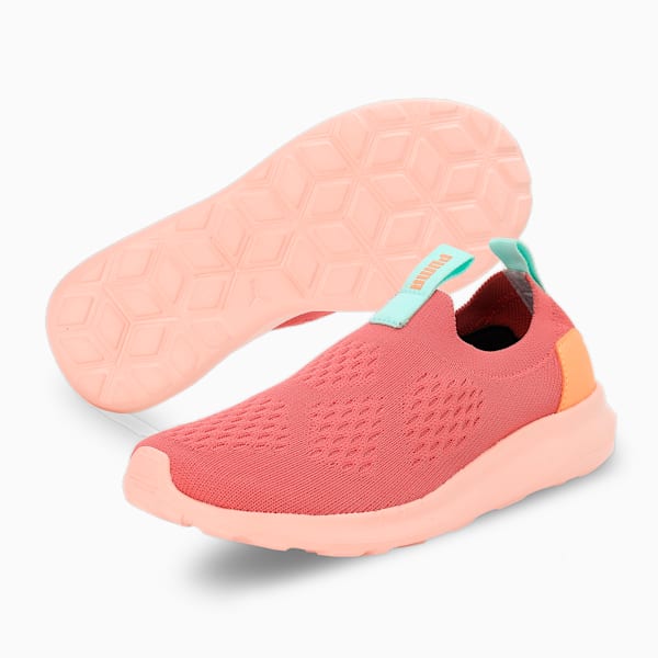 Gripeal Slip On Youth Sneakers, Hibiscus Flower-Rose Dust-Orange Peach, extralarge-IND