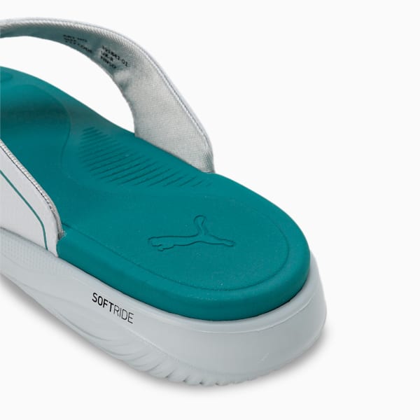 PUMA SOFTRIDE Seave V1 Unisex Flip-Flops, Platinum Gray-Green Lagoon-Gray Tile, extralarge-IND