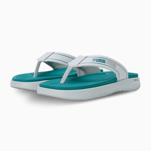 PUMA SOFTRIDE Seave V1 Unisex Flip-Flops, Platinum Gray-Green Lagoon-Gray Tile, extralarge-IND