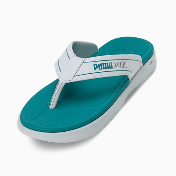 PUMA SOFTRIDE Seave V1 Unisex Flip-Flops, Platinum Gray-Green Lagoon-Gray Tile, extralarge-IND