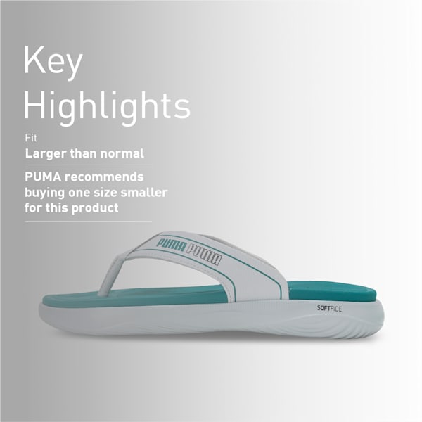 PUMA SOFTRIDE Seave V1 Unisex Flip-Flops, Platinum Gray-Green Lagoon-Gray Tile, extralarge-IND