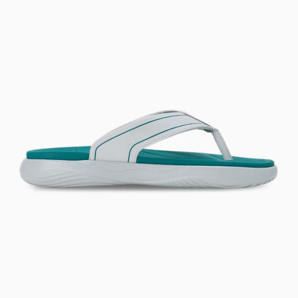 SOFTRIDE Seave V1 Flip-Flops, Platinum Gray-Green Lagoon-Gray Tile, extralarge-IND