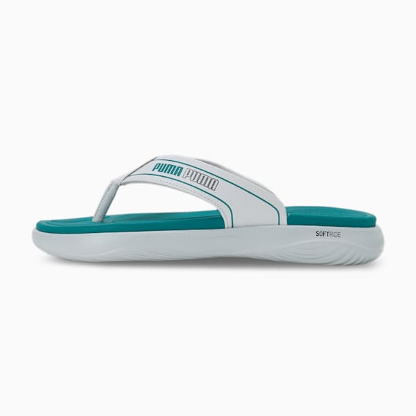 PUMA SOFTRIDE Seave V1 Unisex Flip-Flops, Platinum Gray-Green Lagoon-Gray Tile, extralarge-IND