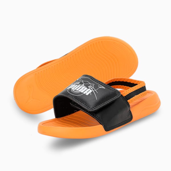 Popcat 20 Backstrap V1 Kids' Slides, Zinnia-PUMA Black-PUMA White, extralarge-IND