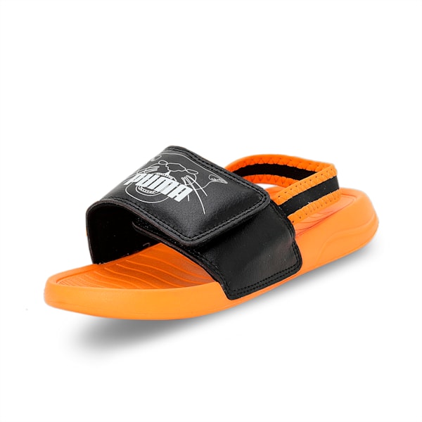 Popcat 20 Backstrap V1 Kids' Slides, Zinnia-PUMA Black-PUMA White, extralarge-IND